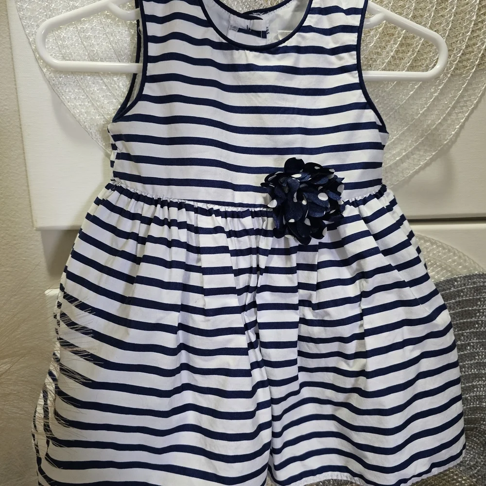 Navy and White Striped Kids Dress